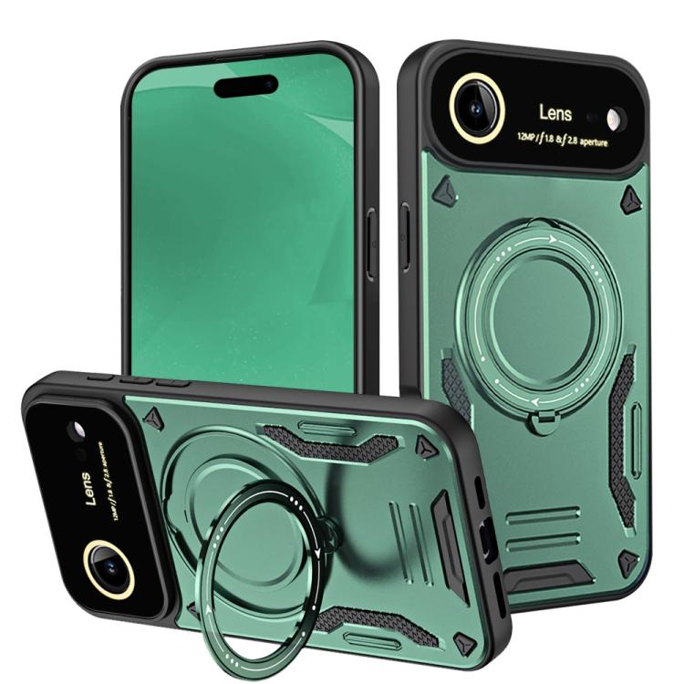 

For iPhone 17 Air Large Window MagSafe Holder Phone Case(Green)