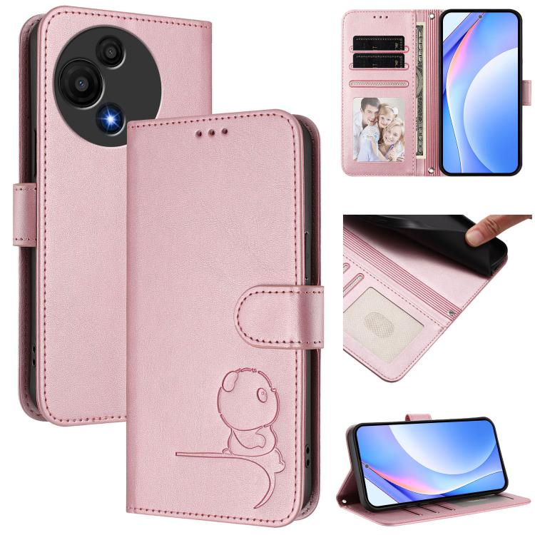 

For TCL 60 SE NxtPaper Litter Panda Embossing RFID Leather Phone Case with Lanyard(Pink)