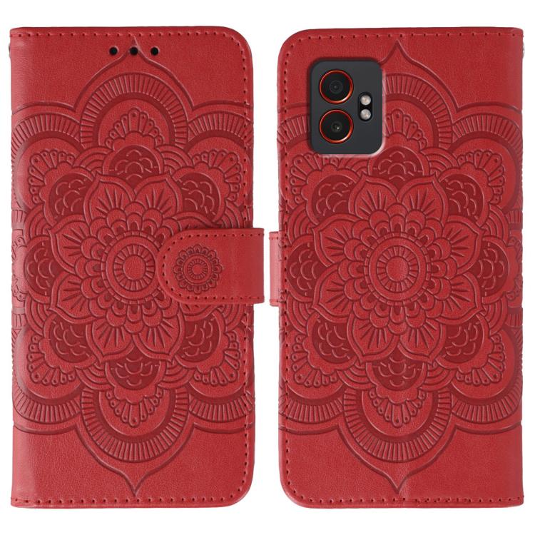 

For Samsung Galaxy XCover7 Pro Sun Mandala Embossing Pattern Phone Leather Case(Red)