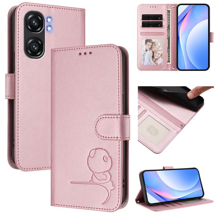 

For Oukitel C58 / C58 Pro Litter Panda Embossing RFID Leather Phone Case with Lanyard(Pink)