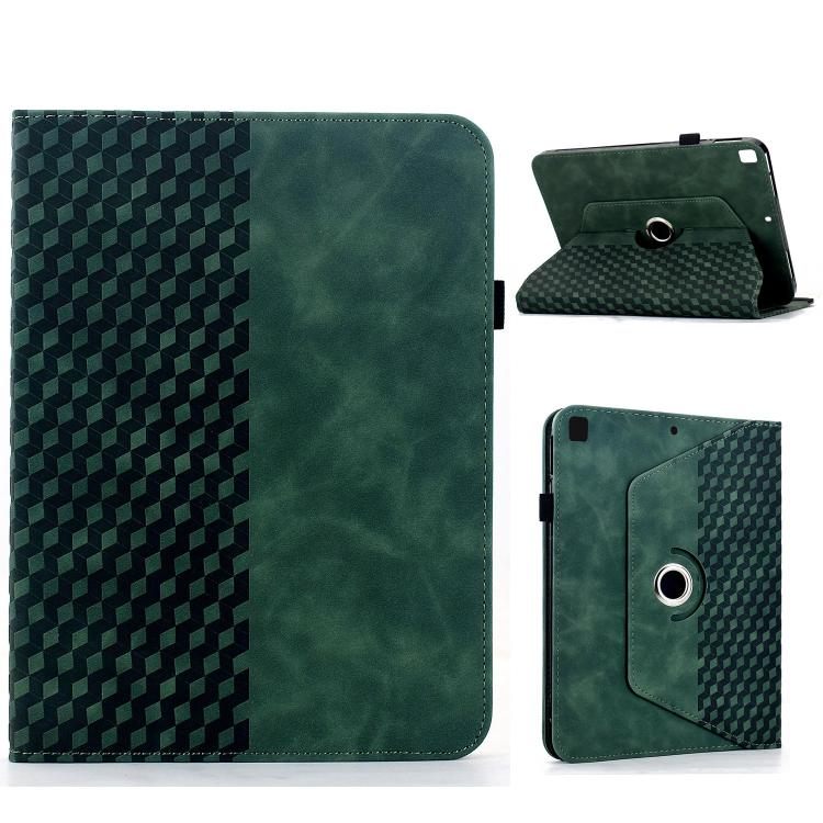 

For iPad 10.2 2021 / Air 10.5 Rotatable Rhombus Embossed Smart Leather Tablet Case(Green)