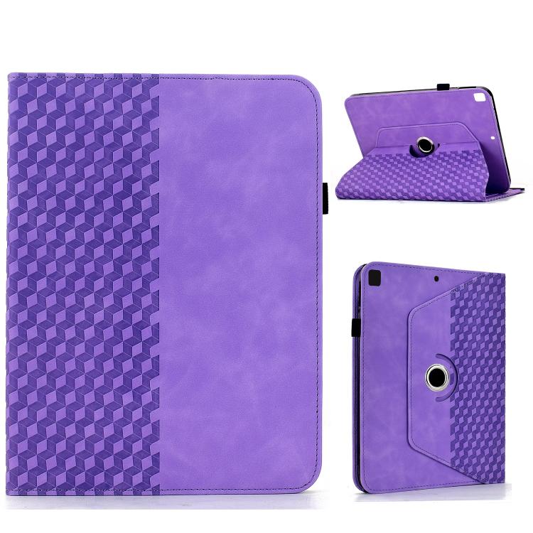

For iPad 10.2 2021 / Air 10.5 Rotatable Rhombus Embossed Smart Leather Tablet Case(Purple)