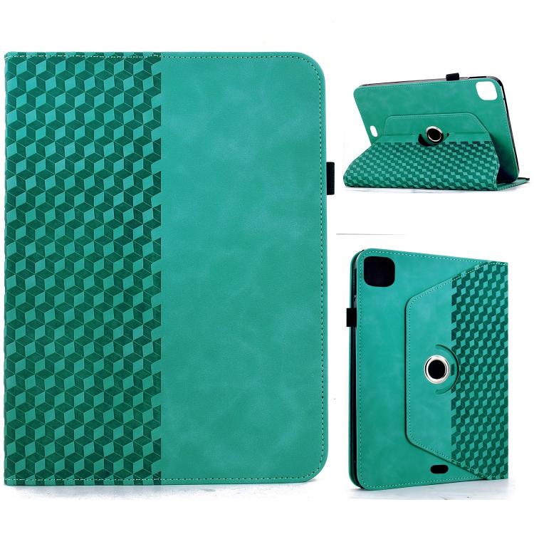 

For iPad Air 11 2026 / 2025 / 2024 Rotatable Rhombus Embossed Smart Leather Tablet Case(Light Blue)