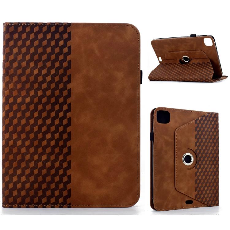 

For iPad Air 11 2024 / 2025 Rotatable Rhombus Embossed Smart Leather Tablet Case(Brown)