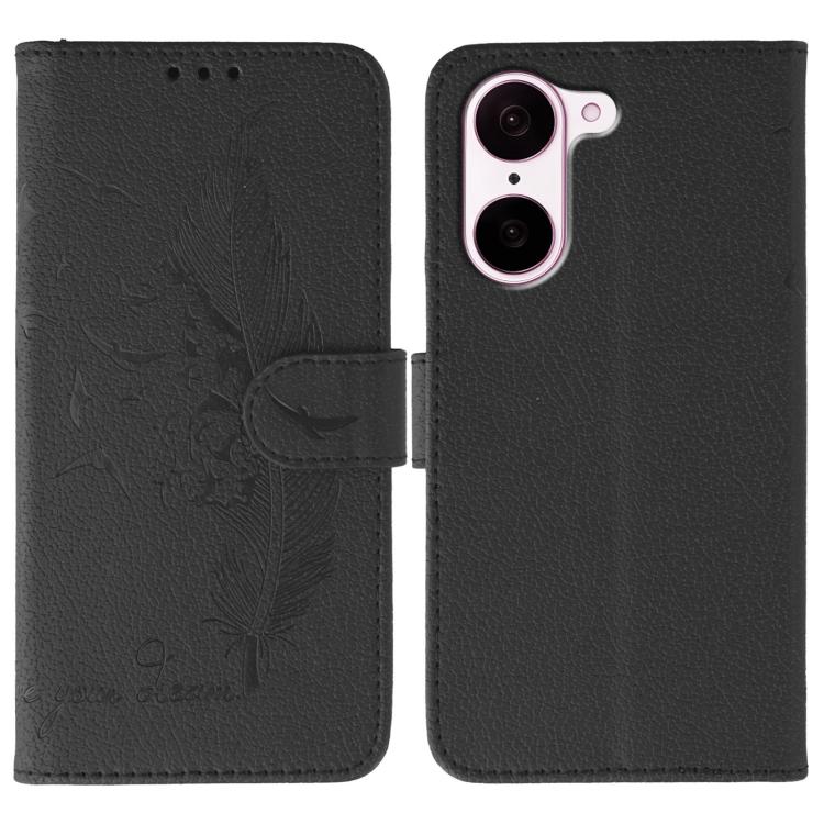 

For OnePlus Nord CE5 Feather Pattern Litchi Texture Leather Phone Case(Black)