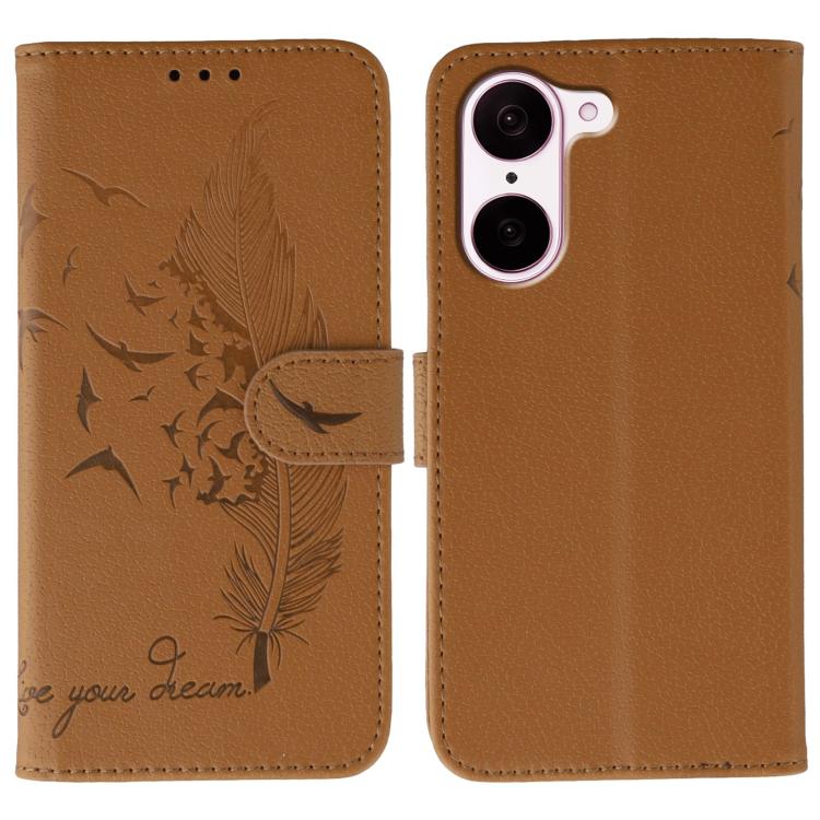 

For OnePlus Nord CE5 Feather Pattern Litchi Texture Leather Phone Case(Brown)