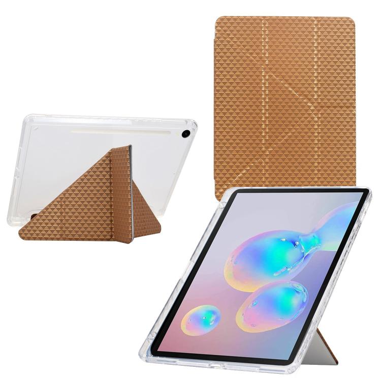 

For Samsung Galaxy Tab S10 FE / S9 Y-Fold Pyramid Texture Smart Leather Tablet Case(Gold)