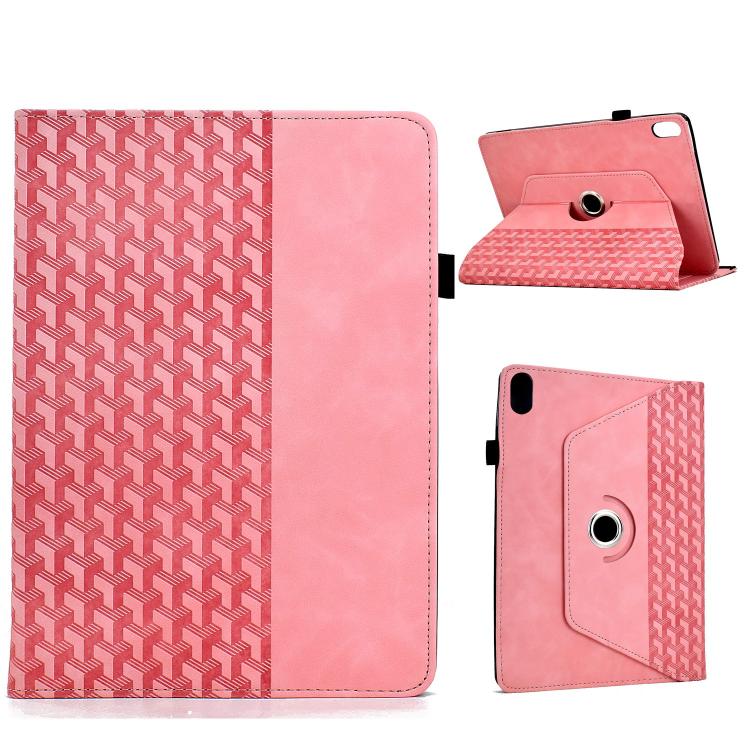 

For iPad 2025 / 2022 Rotatable Building Blocks Embossed Smart Leather Tablet Case(Pink)