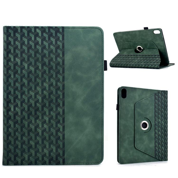

For iPad 2025 / 2022 Rotatable Building Blocks Embossed Smart Leather Tablet Case(Green)