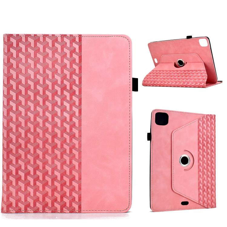 

For iPad Air 11 2024 / 2025 Rotatable Building Blocks Embossed Smart Leather Tablet Case(Pink)