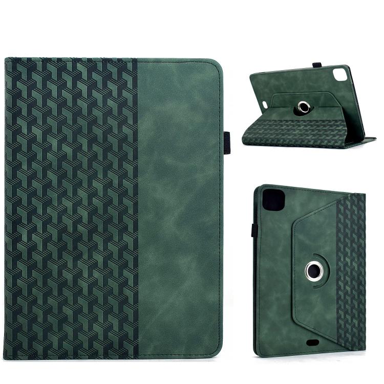

For iPad Air 11 2024 / 2025 Rotatable Building Blocks Embossed Smart Leather Tablet Case(Green)