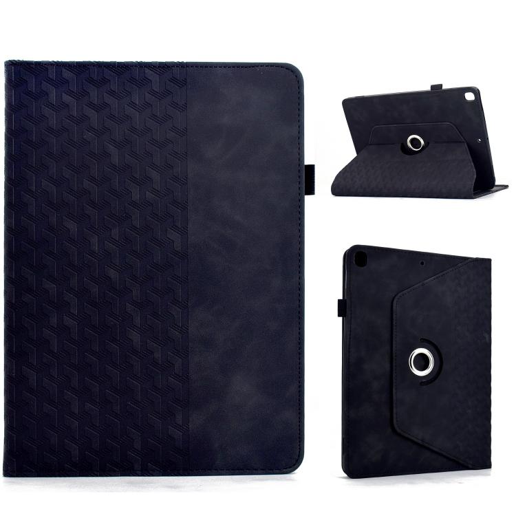 

For iPad 10.2 2021 / Air 10.5 Rotatable Building Blocks Embossed Smart Leather Tablet Case(Black)