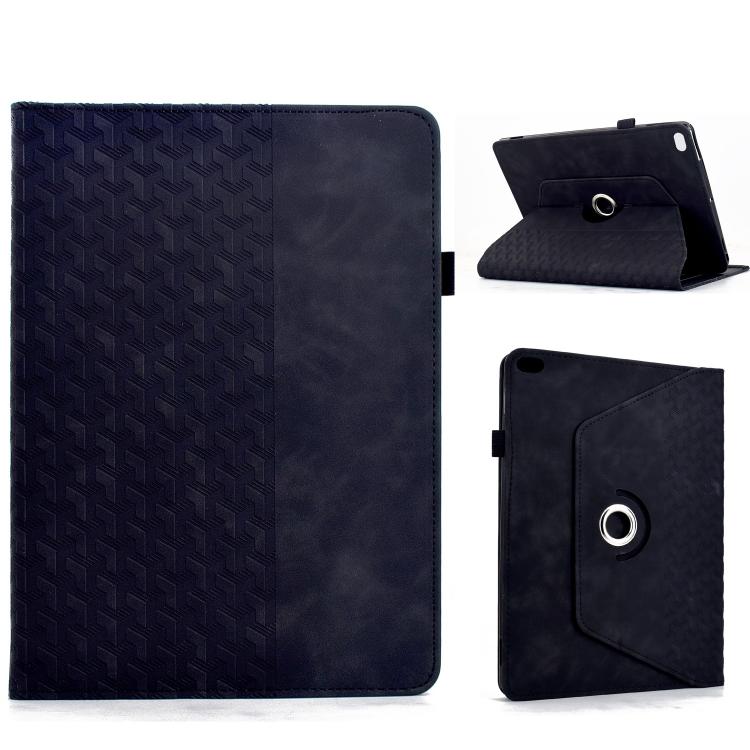 

For iPad 9.7 2018 / 2017 / Air 2 / 1 Rotatable Building Blocks Embossed Smart Leather Tablet Case(Black)