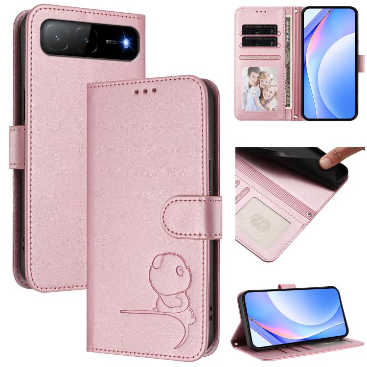 

For Tecno Spark Go 5G 2025 / Infinix Hot 60i Litter Panda Embossing RFID Leather Phone Case with Lanyard(Pink)