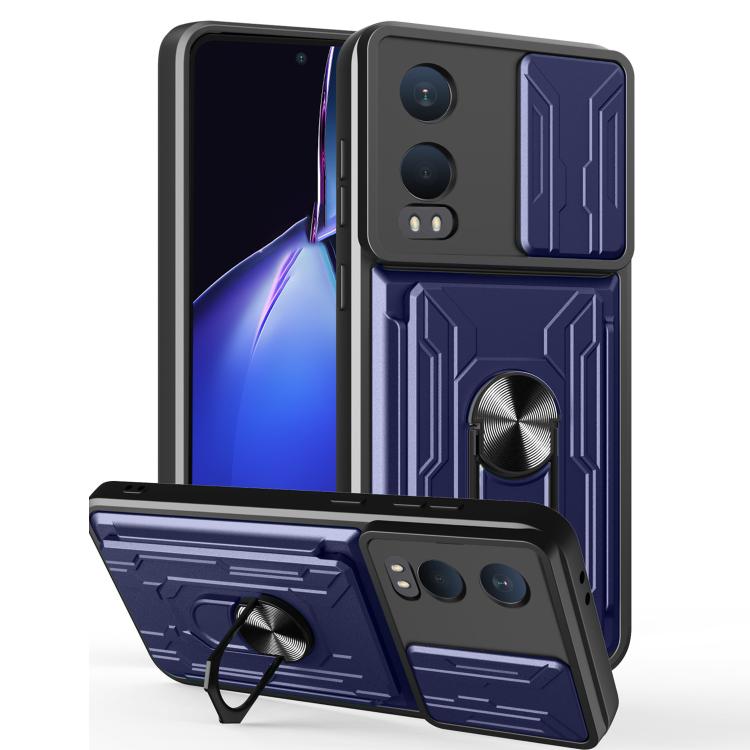 

For OnePlus Nord CE4 Lite Sliding Camshield TPU+PC Phone Case with Card Slot(Blue)