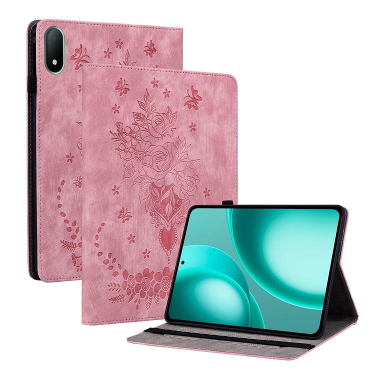 

For OPPO Pad Mini 8.8 inch 2026 Butterfly Rose Embossed Leather Tablet Case(Pink)