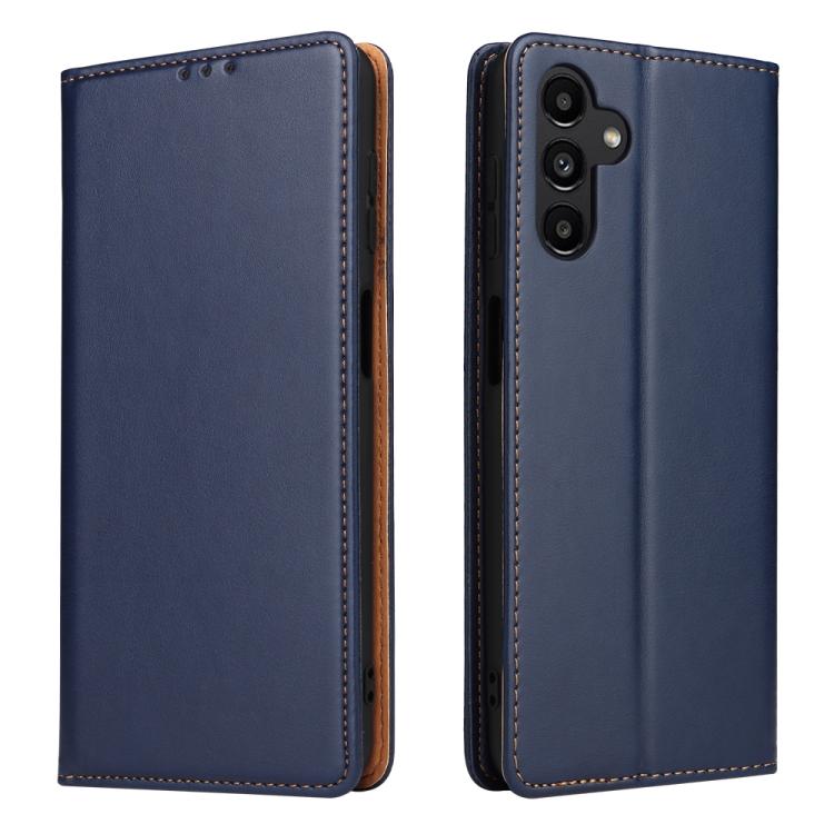 

For Samsung Galaxy A56 5G Fierre Shann PU Genuine Leather Texture Phone Case(Blue)