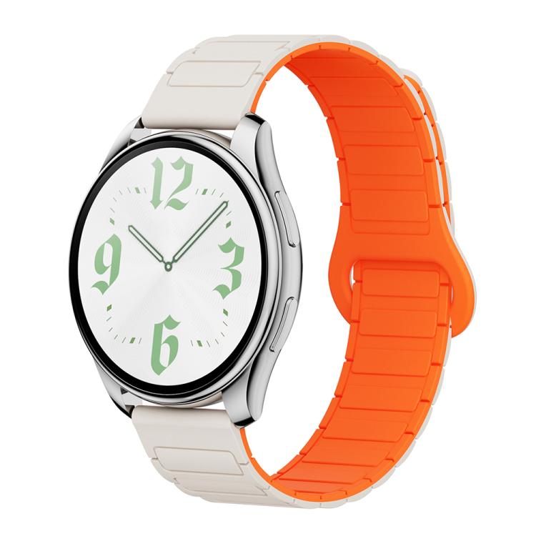 

20mm xDfind Reverse Buckle Tri-beads Magnetic Silicone Watch Band(Starlight Orange)