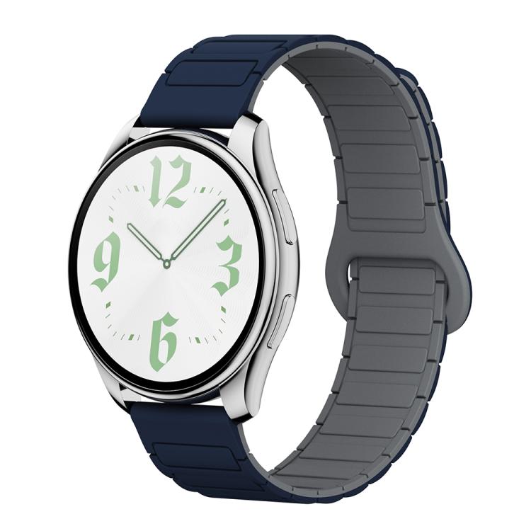 

22mm xDfind Reverse Buckle Tri-beads Magnetic Silicone Watch Band(Indigo Gray)