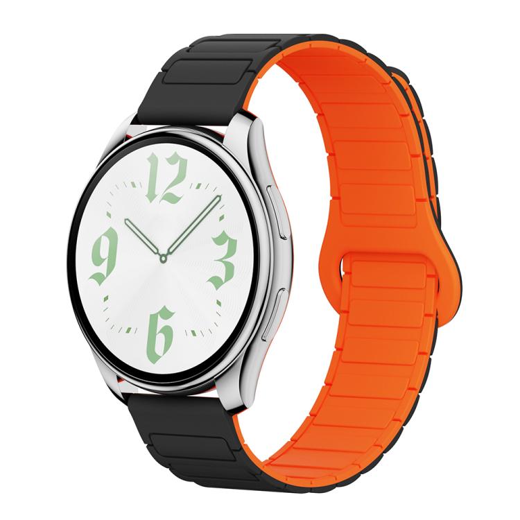 

22mm xDfind Reverse Buckle Tri-beads Magnetic Silicone Watch Band(Black Orange)