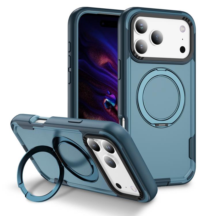 

For iPhone 17 Pro Max Defend Rugged Gear Holder MagSafe Phone Case(Royal Blue + Blue)