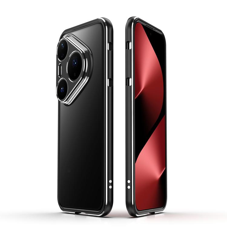 

For Huawei Pura 80 Ultra 5G Aurora Series Lens Protector + Metal Frame Phone Case(Black Silver)