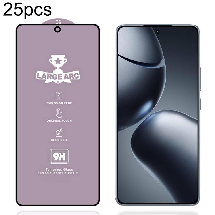 

For Xiaomi 14T / 14T Pro 25pcs 9H 0.4mm High Aluminum Large Arc Tempered Glass Film