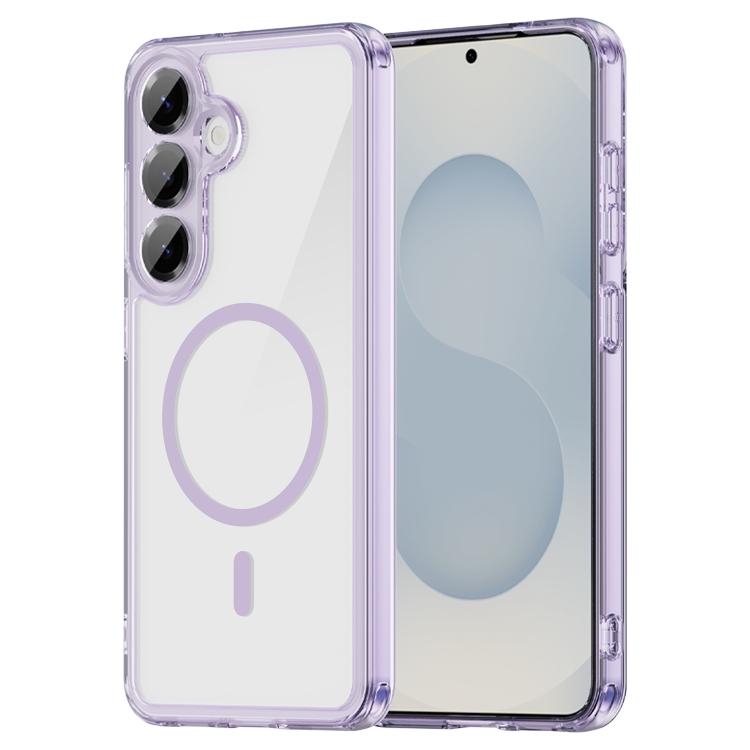 

For Samsung Galaxy S25 5G PC Hybrid TPU Airbag Shockproof MagSafe Phone Case(Transparent Purple)
