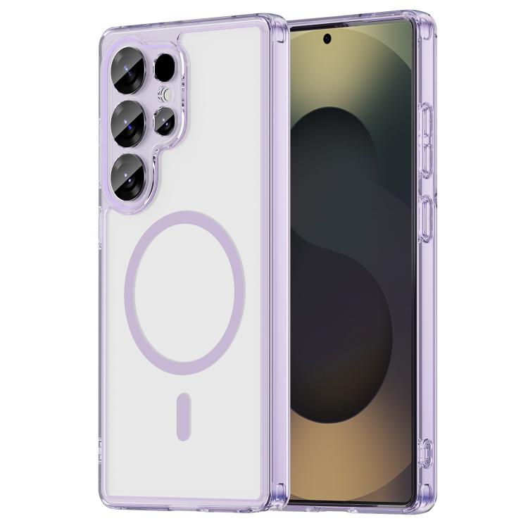 

For Samsung Galaxy S25 Ultra 5G PC Hybrid TPU Airbag Shockproof MagSafe Phone Case(Transparent Purple)