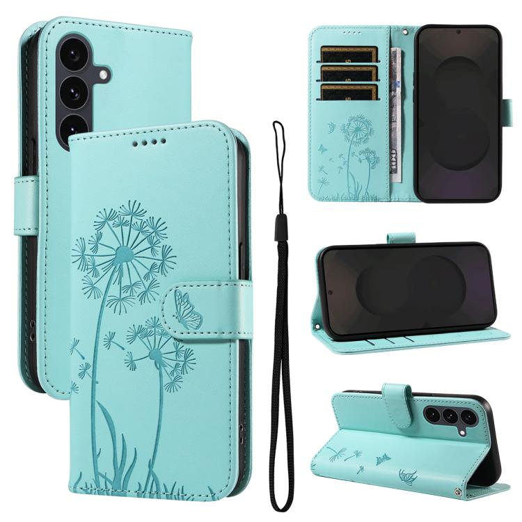

For Samsung Galaxy S25 FE 5G Dandelion Embossed Pattern Flip Leather Phone Case(Green)