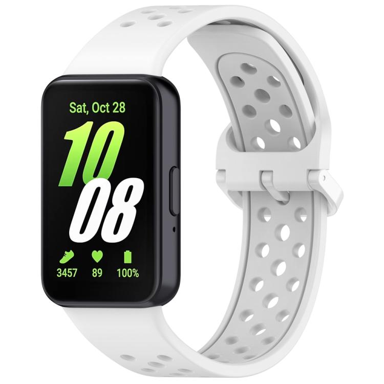 

For Samsung Galaxy Fit3 xDfind Colorful Buckle Solid Color Breathable Silicone Watch Band(White)