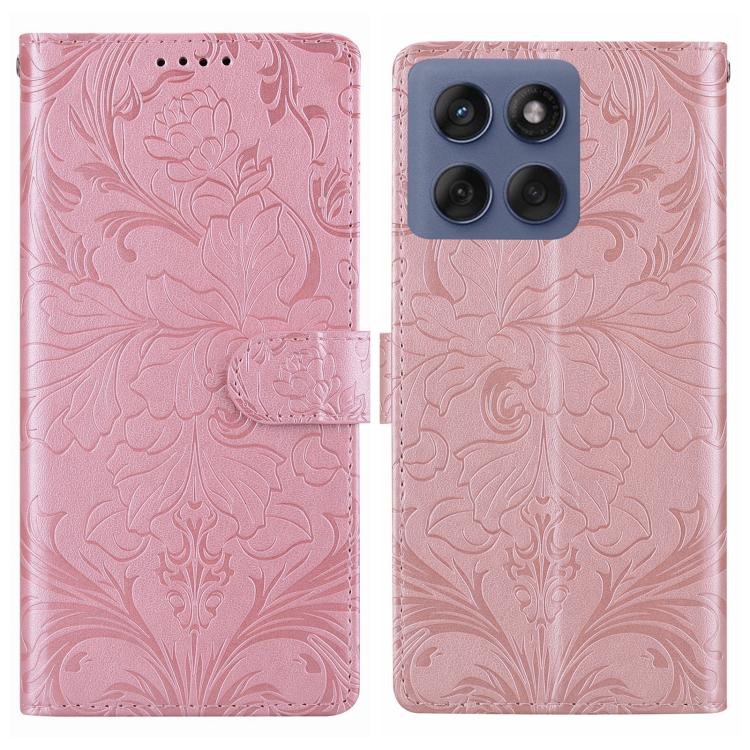 

For Motorola Edge 60 Pro Embossed Floral Pattern Leather Phone Case(Pink)