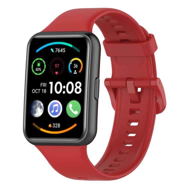 

For Huawei Watch Fit 2 xDfind Quick Release Solid Color Silicone Watch Band(Red)