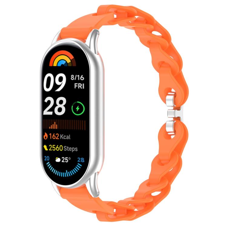 

For Xiaomi Smart Band 10 / 9 / 8 xDfind Hollow Bracelet Silicone Watch Band(Orange)