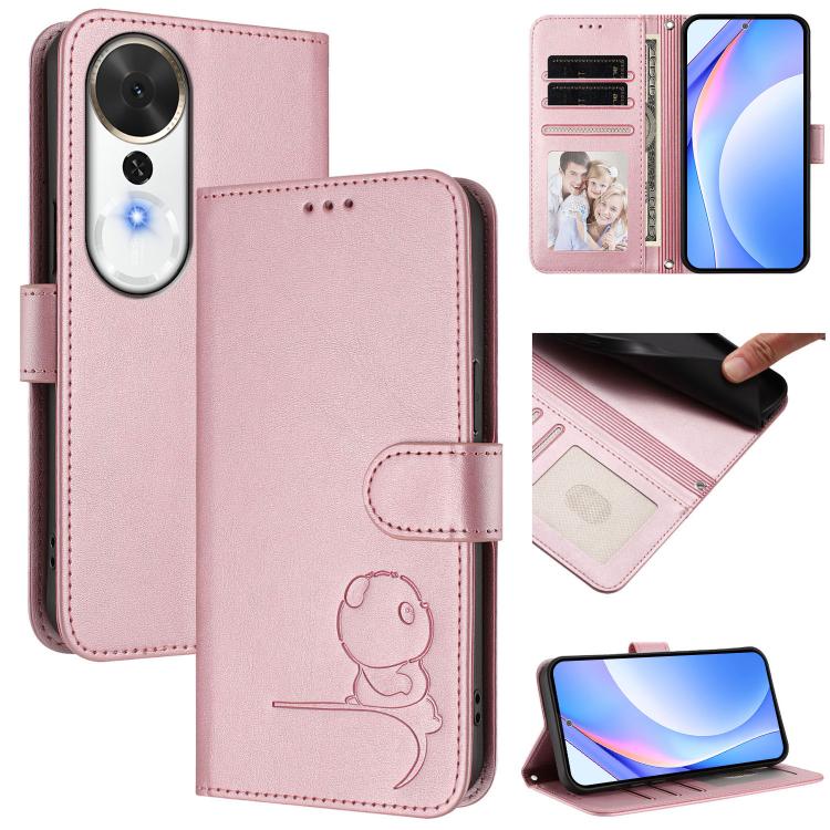 

For Honor Play 70 Plus 5G Litter Panda Embossing RFID Leather Phone Case with Lanyard(Pink)