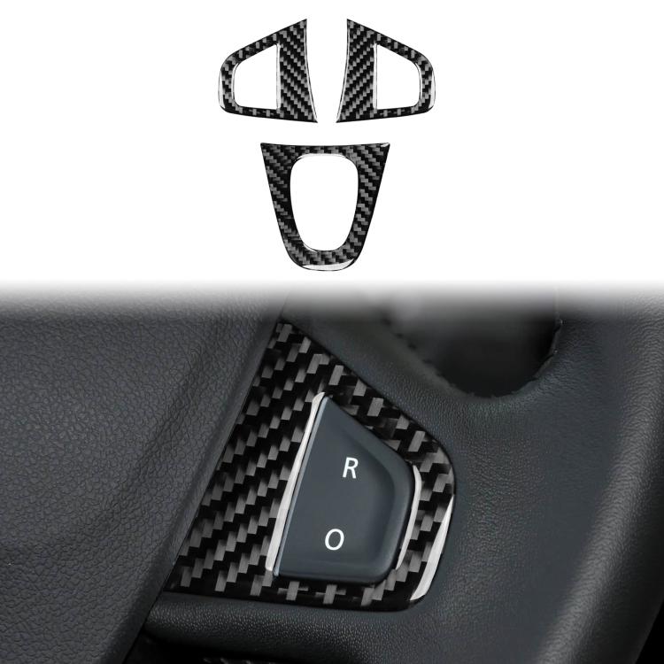 

3pcs/Set Carbon Fiber Car Steering Wheel Buttons Decorative Sticker for Renault Fluence 2009-2017 / Megane 2008-2016, Left and Right Driver(Black)