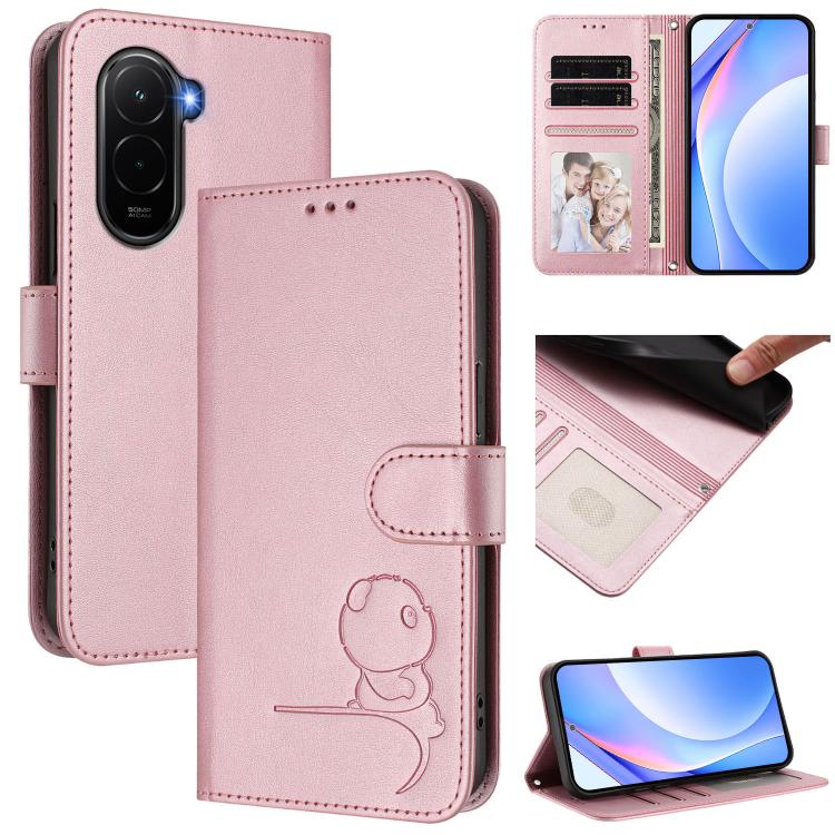 

For Xiaomi Poco M7 4G 169mm Litter Panda Embossing RFID Leather Phone Case with Lanyard(Pink)