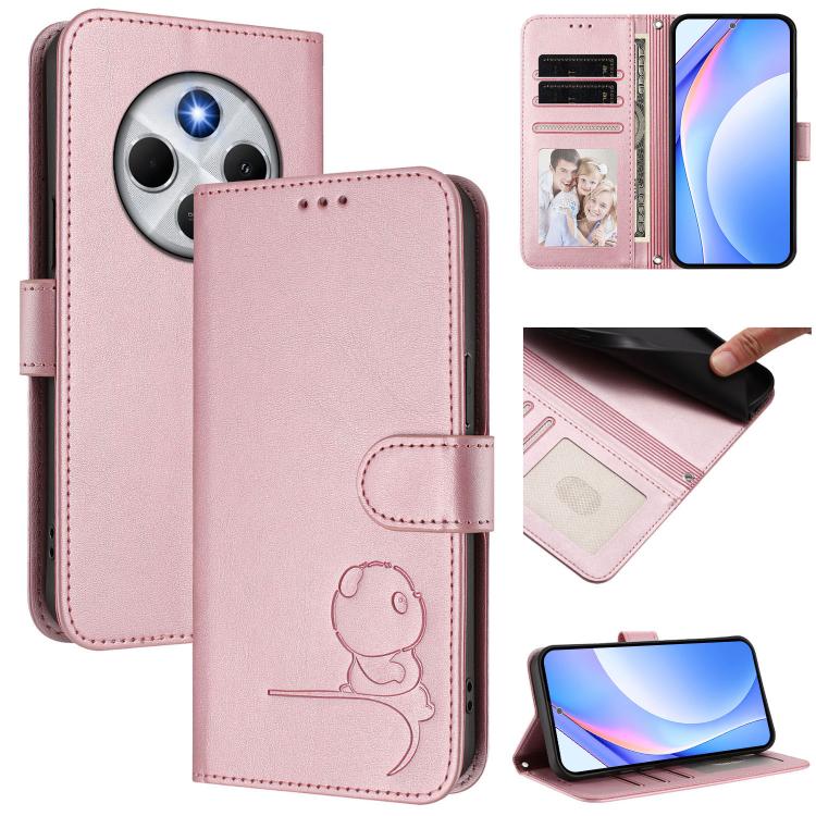 

For Redmi 14C 4G / 14R 5G / A4 5G Litter Panda Embossing RFID Leather Phone Case with Lanyard(Pink)