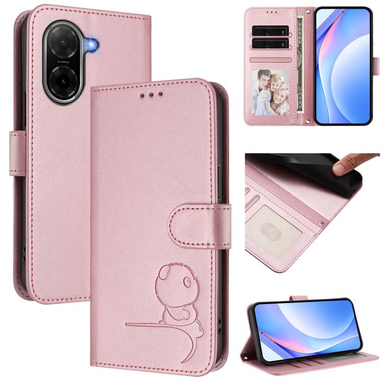 

For Redmi A5 4G 173.3mm Litter Panda Embossing RFID Leather Phone Case with Lanyard(Pink)