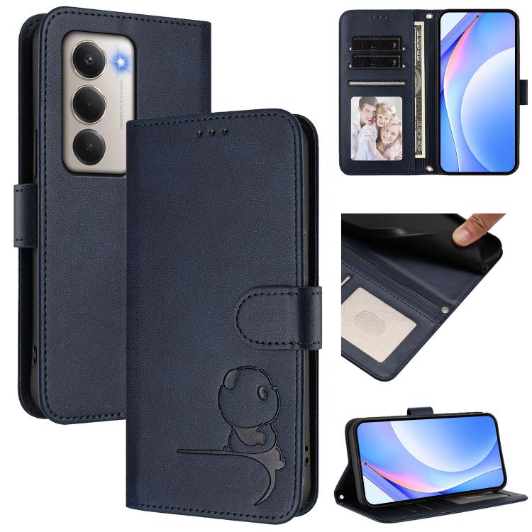 

For Redmi 15 5G Global / 15 4G SEA 169mm Litter Panda Embossing RFID Leather Phone Case with Lanyard(Blue)