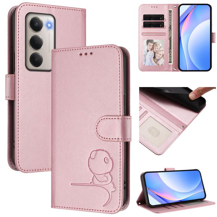 

For Redmi 15 5G / 4G EU 171mm Litter Panda Embossing RFID Leather Phone Case with Lanyard(Pink)