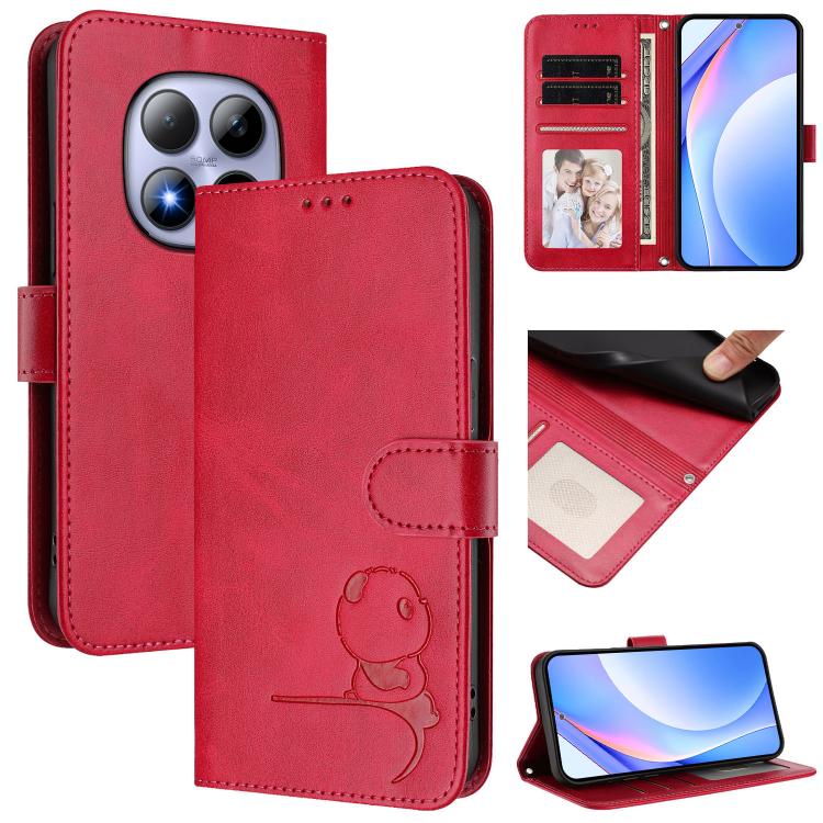 

For Redmi Note 15 Pro 5G Global 163.6mm Litter Panda Embossing RFID Leather Phone Case with Lanyard(Rose Red)