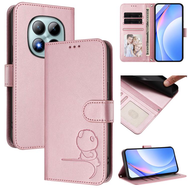 

For Redmi Note 15 Pro+ 5G Global 163.3mm Litter Panda Embossing RFID Leather Phone Case with Lanyard(Pink)
