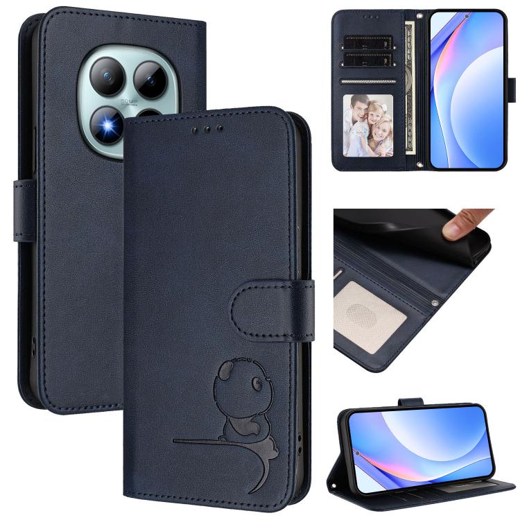 

For Redmi Note 15 Pro+ 5G Global 163.3mm Litter Panda Embossing RFID Leather Phone Case with Lanyard(Blue)
