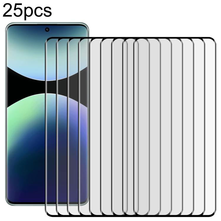 

For Xiaomi Redmi Note 14 Pro+ 5G 25pcs Full Glue 9H HD 3D Curved Edge Tempered Glass Film(Black)