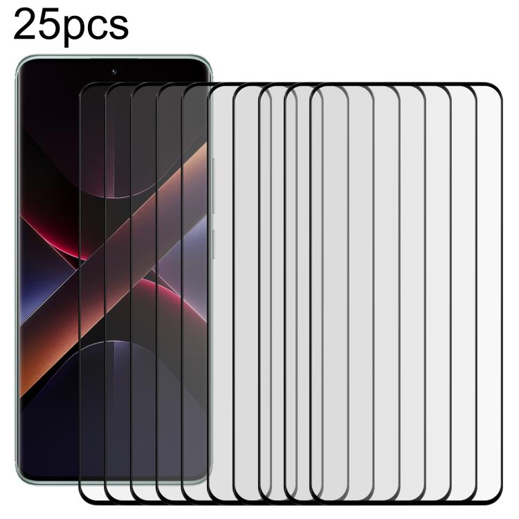 

For Xiaomi Poco X7 25pcs Full Glue 9H HD 3D Curved Edge Tempered Glass Film(Black)