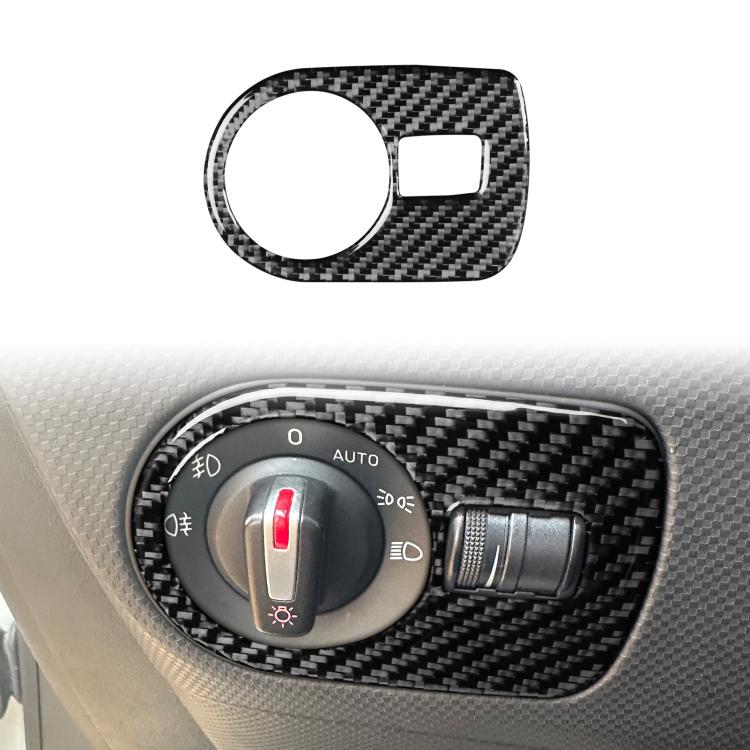 

Carbon Fiber Car Headlight Switch Panel Decorative Sticker for SEAT Leon 2005-2012, Left Driver(Black)