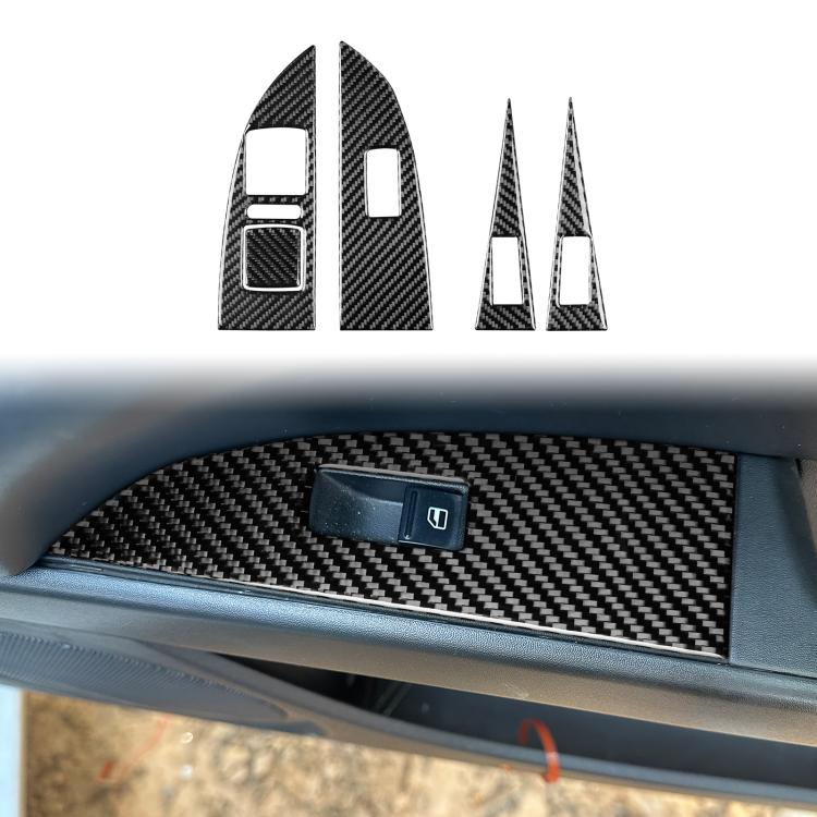 

5pcs/Set Carbon Fiber Car Lifting Panel Decorative Sticker for SEAT Leon 2005-2012, Left Driver(Black)