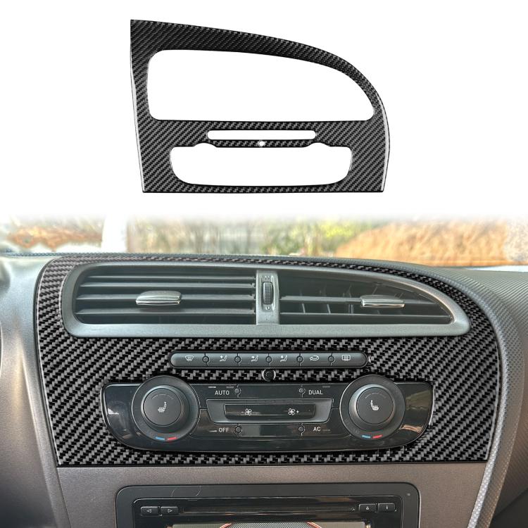 

Carbon Fiber Car Center Console Air Conditioner Panel Decorative Sticker for SEAT Leon 2005-2012, Left Driver(Black)