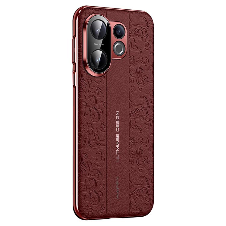 

For vivo S30 Cloud Dragon Pattern Plain Leather PC Phone Case(Red)